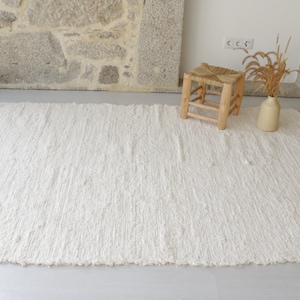 Grand tapis crème tissé à la main, tapis de chambre à coucher, tapis en coton, tapis de salon, décor boho, tapis de secteur, tapis de cuisine, tapis de chambre d'enfant, tapis de chambre d'enfants. image 2