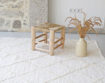 Large handmade cream carpet, beige checkered area rug, bedroom rug, recycled rug, living room rug, bohemian decor nursery rug Beiger Teppich
