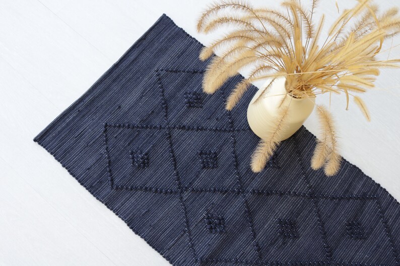 blue mat bedroom mat home decoration cotton rug Small handwoven blue rug kitvhen rug. bathroom rug portuguese rug