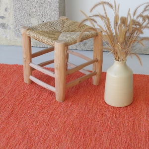 Medium handwoven orange rug 150x100 cm, bedroom rug, kids rug, nursery rug, kitchen rug, bohemian rug, tapis orange, orange vloerkleed