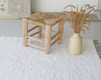 Mittlerer weißer Teppich 150x100 cm, Schlafzimmerteppich, Kinderzimmerteppich, Kinderteppich, weißer Baumwollteppich, Boho-Teppich, Boho-Teppich, Tapis Blanc, weißer Teppich