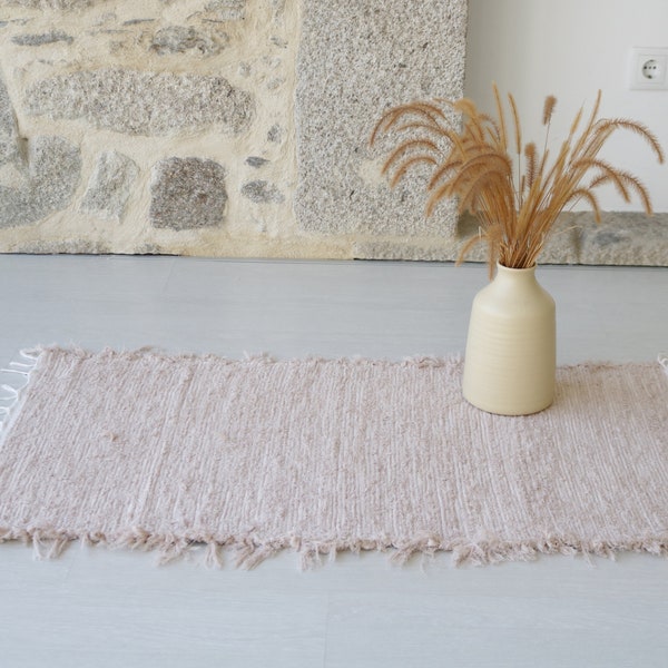 Petit tapis taupe, tapis de salle de bain, tapis de douche, tapis de cuisine, tapis de chambre à coucher, tapis doux, tapis marron clair, tapis en coton recyclé, tapis boho