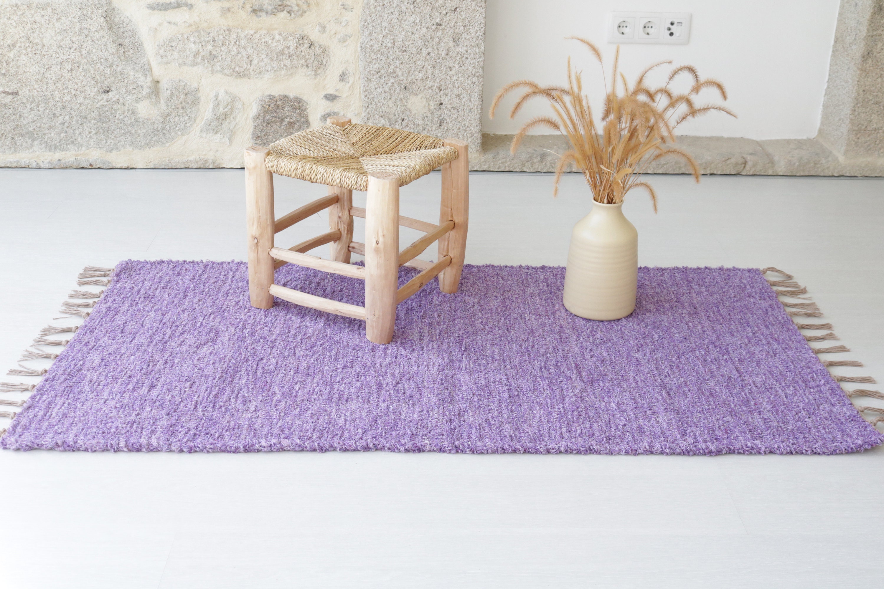 Lavender Rag Rug Medium Handwoven Lavender Rug, Bathroom Rug, Kitchen Rug, Lavender ...