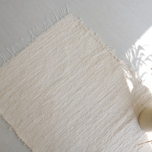 Medium handwoven cream rug, cream cotton rug, bathroom rug, kitchen rug, bedroom rug, nursery rug, Portuguese rug, bohemian rug decor image 3