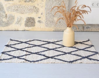 Alfombra de rombos pequeños, alfombra con diseño en gris y crema, alfombra única, alfombra de baño, alfombra de ducha, alfombra de noche, alfombra de cocina, alfombra suave, alfombra beige