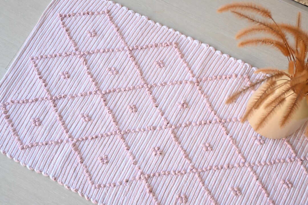 Small Pink and White Striped Rug, Bathroom Rug, Bedroom Rug, Kitchen ...