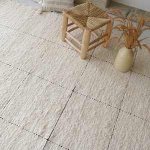 Large Handwoven Cream Rug 6.5x10 Feet Cream Area Rug, Living Room Rug ...