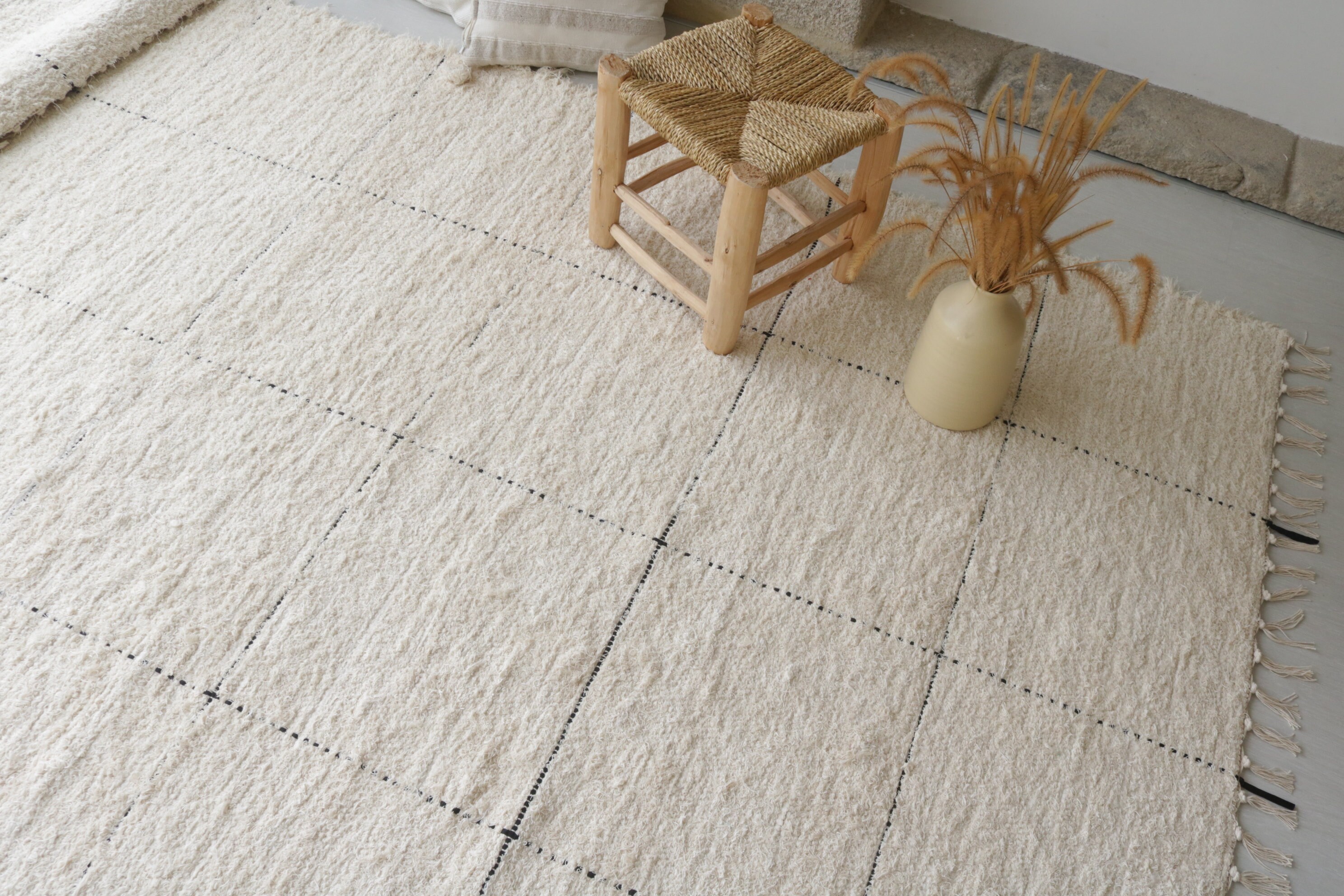 Large Handwoven Cream Rug 6.5x10 Feet Cream Area Rug, Living Room Rug ...