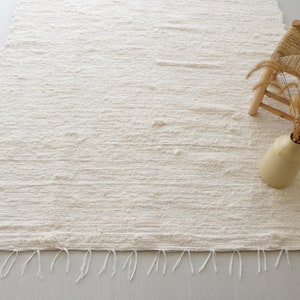 Grand tapis crème tissé à la main, tapis de chambre à coucher, tapis en coton, tapis de salon, décor boho, tapis de secteur, tapis de cuisine, tapis de chambre d'enfant, tapis de chambre d'enfants. image 4