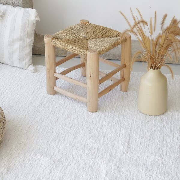 Grand tapis blanc 6.5x10, tapis blanc, tapis de salon, tapis boho, décor de ferme, tapis scandinave, tapis de chambre d'enfant, tapis de chambre blanc