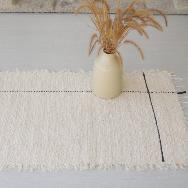 Runner rug 150 cm cream rug, kitchen rug washable, beige cotton rug, shower rug, bathroom rug, bedroom rug, entryway rug, unique rug