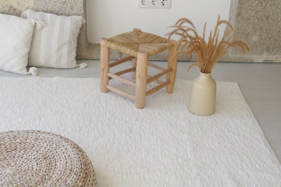 Extra grand tapis blanc cassé 200x300cm, tapis de zone, tapis de salon  blanc perle, tapis boho, tapis doux, décoration de ferme, tapis biologique  moderne -  France