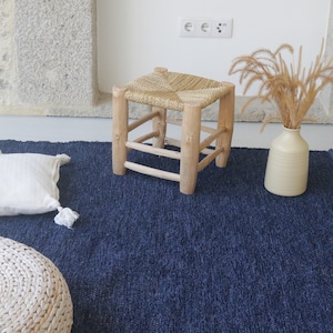 Large handwoven 200x300 cm blue rug, blue area rug, living room rug, bohemian rug, soft washable rug, Scandinavian rug, bleu salon tapis
