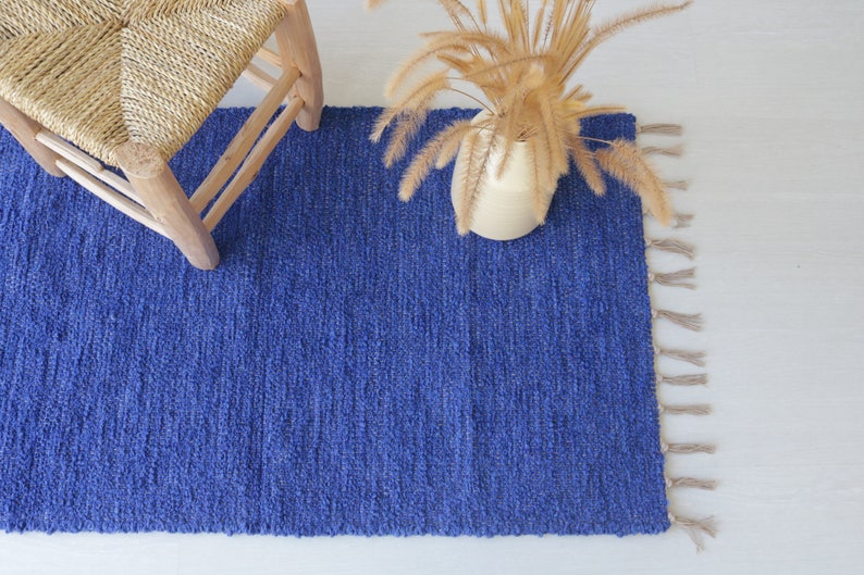 Small Clothe Rug Small Handwoven Blue Cotton Rug, Bathroom Rug, Kitchen Rug, Bedroom Rug ...