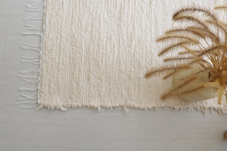 Medium Handwoven Cream Rug Cream Cotton Rug Bathroom Rug Etsy
