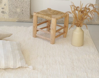 Large cream rug 6.5x10, cream area rug, living room rug, bedroom rug, bohemian rug, Scandinavian decor, recycled tapestry, écru tapis