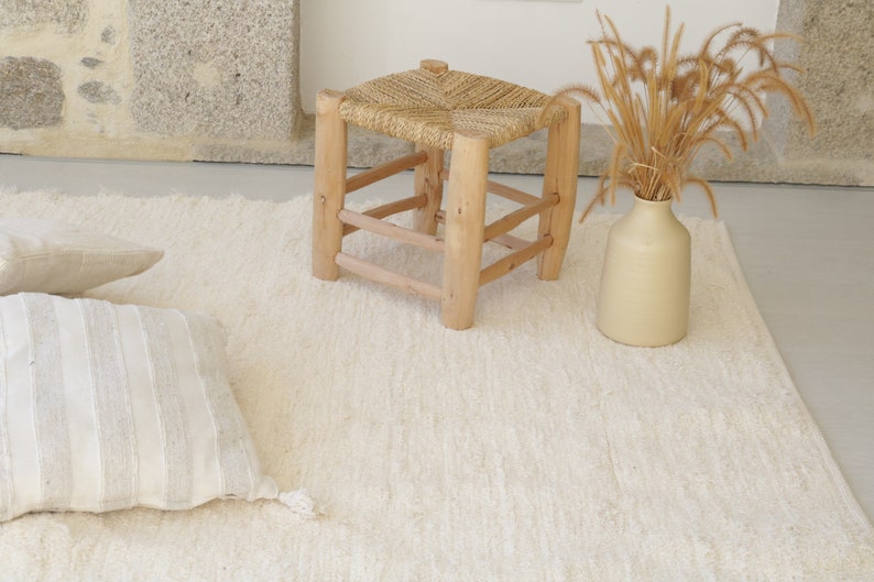 Large cream rug 6.5x10, cream area rug, living room rug, bedroom rug, bohemian rug, Scandinavian decor, recycled tapestry, écru tapis image 2