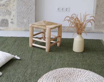 Großer armeegrüner Teppich 5,5 x 8 Fuß, grüner Teppich, grüner Wohnzimmerteppich, Boho-Teppich, Schlafzimmerteppich, skandinavischer Teppich Tapis de Salon Vert