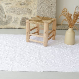 Medium handwoven off white rug 100x150 cm, bedroom rug, nursery rug, Portuguese rag rug, bohemian rug, white carpet, weißer teppich
