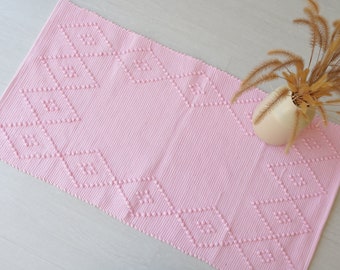 Kleiner handgewebter rosa Teppich, Schlafzimmerteppich, Boho-Teppich, Küchenteppich, Kinderzimmerteppich, Kinderteppich, Badezimmerteppich, Duschteppich, Flickenteppich, rosa Teppich