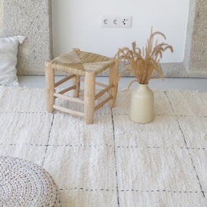 Duży ręcznie tkany kremowy dywan 6x8 stóp, dywanik w kratkę, dywan bawełniany w kratkę, dywanik do salonu, geometryczny dywan w stylu boho, Tapis à carreaux