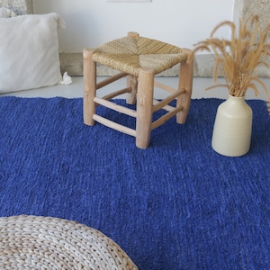 Large handwoven 170x240cm royal blue rug, Scandinavian decor, living room rug, blue area rug, kids rug, bohemian rug, machine washable rug