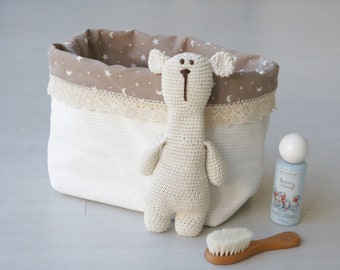 Baby storage basket reversible, baby diaper basket, changing table basket, baby gift, washable wipe basket, Storage basket, baby room boho