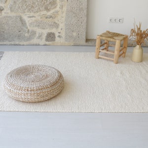 Grand tapis crème tissé à la main 140x200 cm, tapis de salon, tapis crème, tapis doux, tapis de chambre d'enfant, décoration bohème, tapis boho, tapis de salon image 3