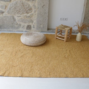 Large handwoven 200x300 cm yellow rug, area rug, living room rug, boho rug, chunky cotton rug, soft rug, kids rug, home decoration. image 8