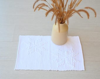 Mini white rug, white shower rug, bath mat, Portuguese rug, geometric rug, recycled rug, Scandinavian rug, white placemat, washable rug
