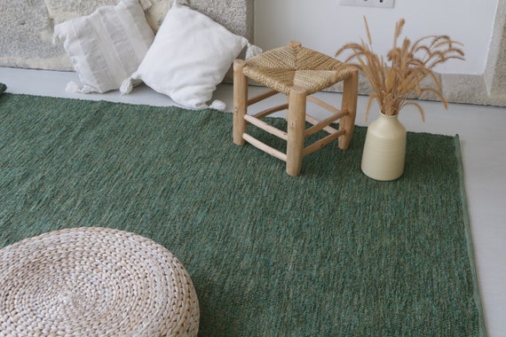 Alfombra verde grande tejida a mano 6,5x10 pies, alfombra de área verde,  alfombra de sala de estar, alfombra boho, alfombra suave, alfombra única,  grüner Teppich grande, tapis vert -  México