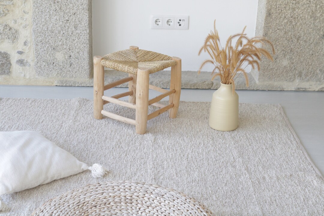 Large Beige Rug 200x300cm, Beige Area Rug, Cotton Carpet, Living Room ...