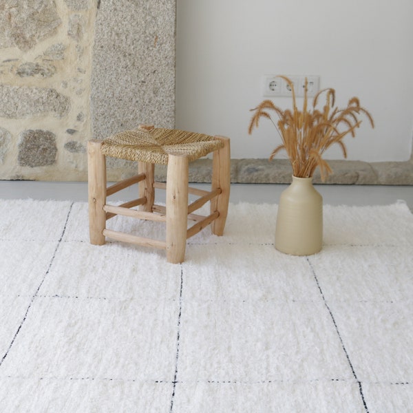 Large pearl white rug, check rug, bedroom rug, living room rug, bohemian decoration, area rug, soft rug, nursery rug, checkered rug