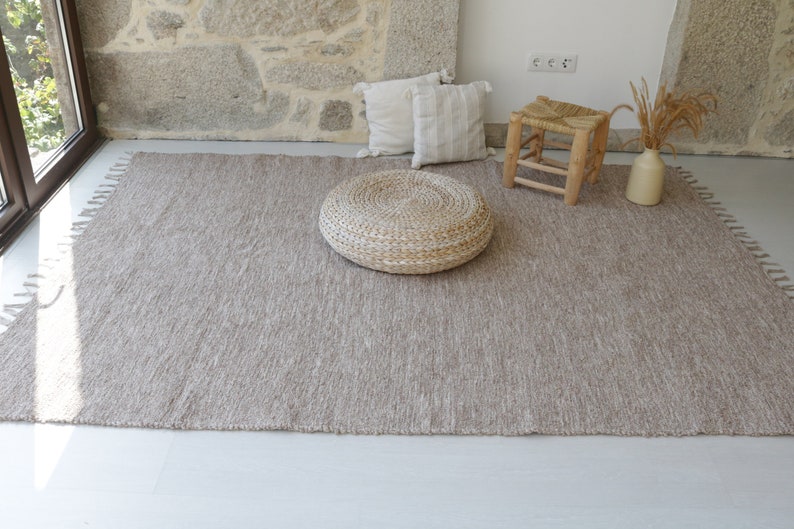 Large handwoven 200x300 cm brown rug, area rug, living room rug, washable rug, kids rug, boho rug, scandi rug, Brauner Teppich, coton rug. image 3