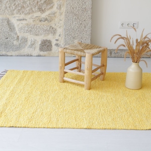 Medium yellow rug 100x150cm bedroom rug, kids rug, bohemian rug, washable rug, vegan rug, yellow soft cotton rug, nursery rug gelber Teppich