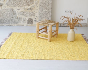 Medium yellow rug 100x150cm bedroom rug, kids rug, bohemian rug, washable rug, vegan rug, yellow soft cotton rug, nursery rug gelber Teppich