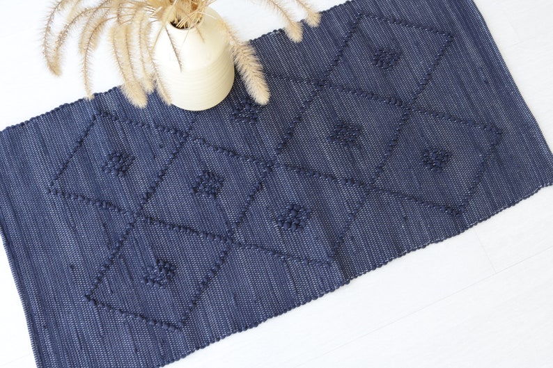 blue mat bedroom mat home decoration cotton rug Small handwoven blue rug kitvhen rug. bathroom rug portuguese rug