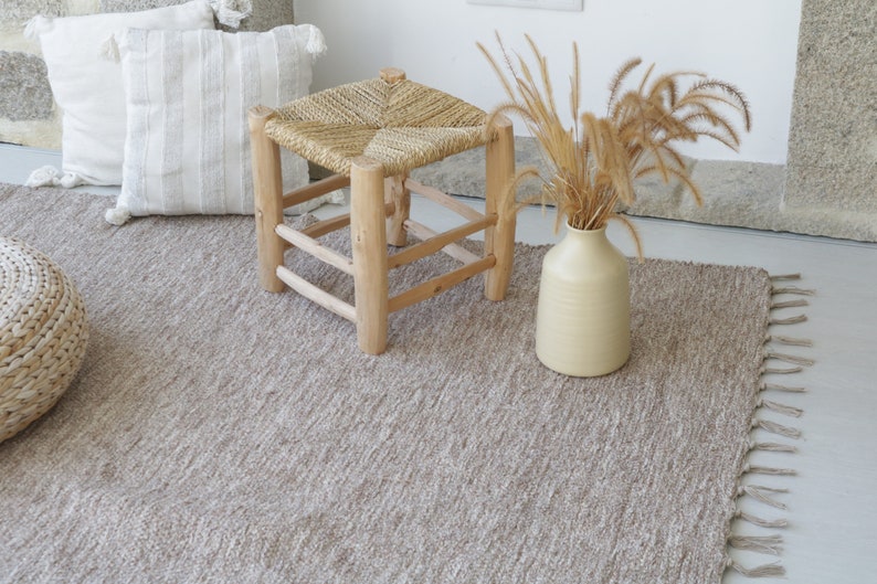 Large handwoven 200x300 cm brown rug, area rug, living room rug, washable rug, kids rug, boho rug, scandi rug, Brauner Teppich, coton rug. image 2
