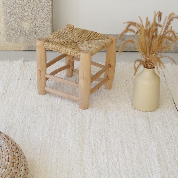 Large handwoven cream rug 200x300 cm, area rug, living room rug, boho rug, bohemian thick soft rug, design rug unique, hand loomed Portugal.