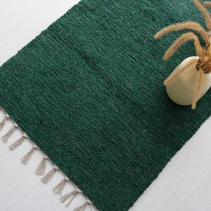 Medium handwoven green rug, soft rug, area rug, bohemian rug, Farmhouse decor, machine washable rug, green cotton rug, bedroom rug, bath rug image 5