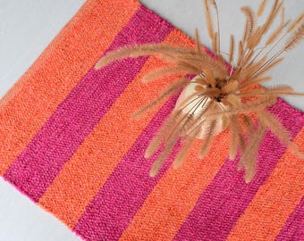 Tappeto a righe rosa e arancione 200 cm, tappeto da corridoio, tappeto da cucina, tappeto da bagno, tappeto a righe, scendiletto, tappeto da corridoio, Flurteppich