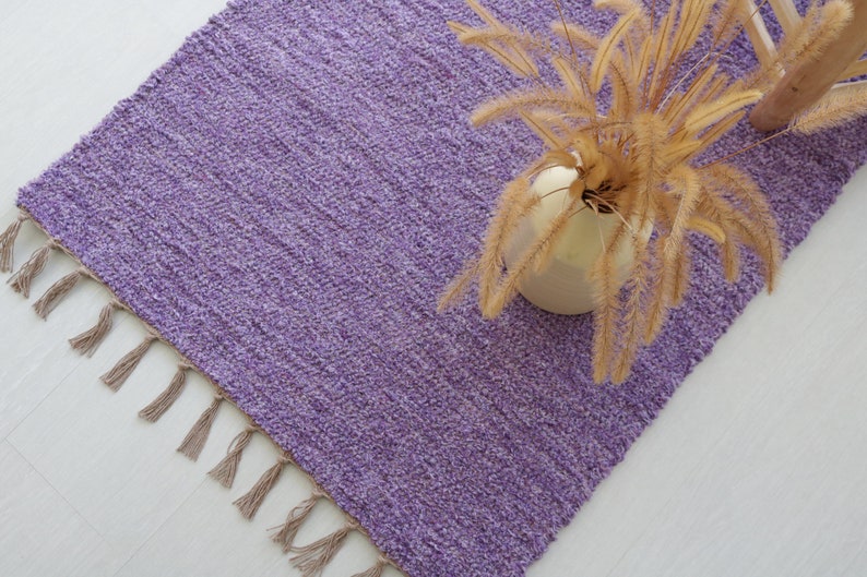 Lavender Rug Pattern Medium Handwoven Lavender Rug, Bathroom Rug, Kitchen Rug, Lavender ...