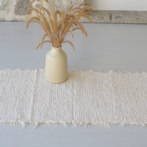 Small handwoven cream rug, cotton rug, bathroom rug, bathroom mat, bedside rug, kitchen rug, soft rug, washable rug, tapis de bain, boho rug