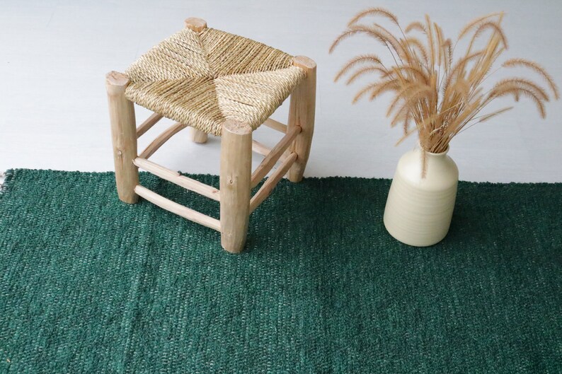 Medium handwoven green rug, soft rug, area rug, bohemian rug, Farmhouse decor, machine washable rug, green cotton rug, bedroom rug, bath rug image 8