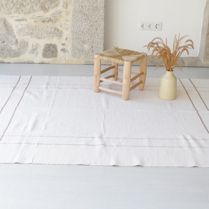 Large off white and camel rug, geometric rug, living room rug, bedroom rug, Farmhouse decor, boho rug, scandinavian rug, Baumwollteppich