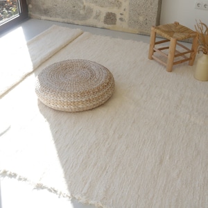 Large cream rug 6.5x10, cream area rug, living room rug, bedroom rug, bohemian rug, Scandinavian decor, recycled tapestry, écru tapis image 3