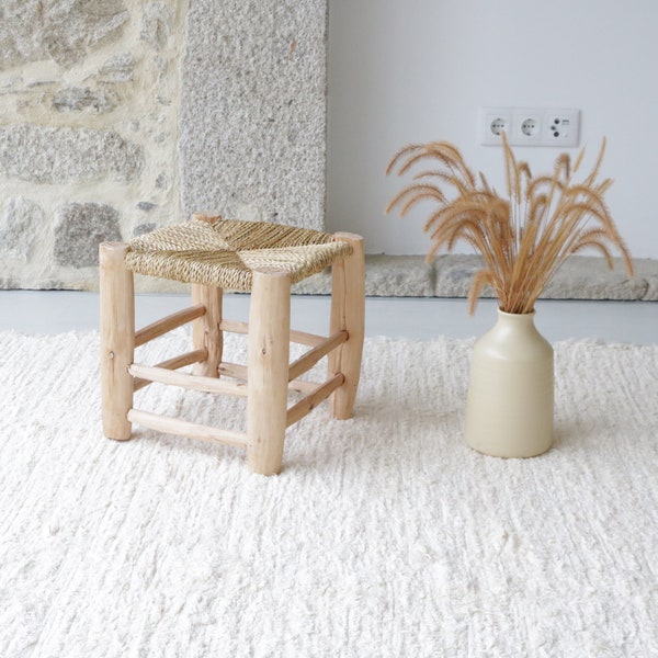 Grand tapis crème tissé à la main 6,5x6,5 pieds, tapis de zone, tapis de chambre à coucher, tapis de salon, tapis boho, tapis de chambre d'enfant, tapis rustique, tapis lavable en machine