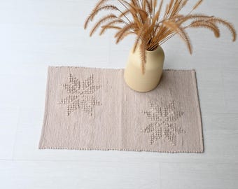 Mini beige rug, shower rug, bath rug, kitchen rug, entryway rug, geometric rug, shower rug, Badteppich, Portuguese rug