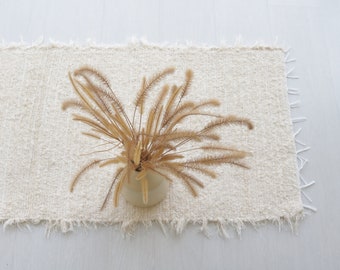 Tapis de couloir 150 cm crème, tapis de cuisine, tapis de coton beige, tapis de douche, tapis de salle de bain, tapis de chambre, tapis d'entrée, tapis de chemin de coton bohème