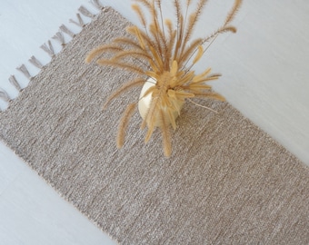 Small handwoven camel rug, bathroom rug, shower rug, kitchen rug, bedroom rug, thick rug, soft brown cotton rug, Scandinavian rug